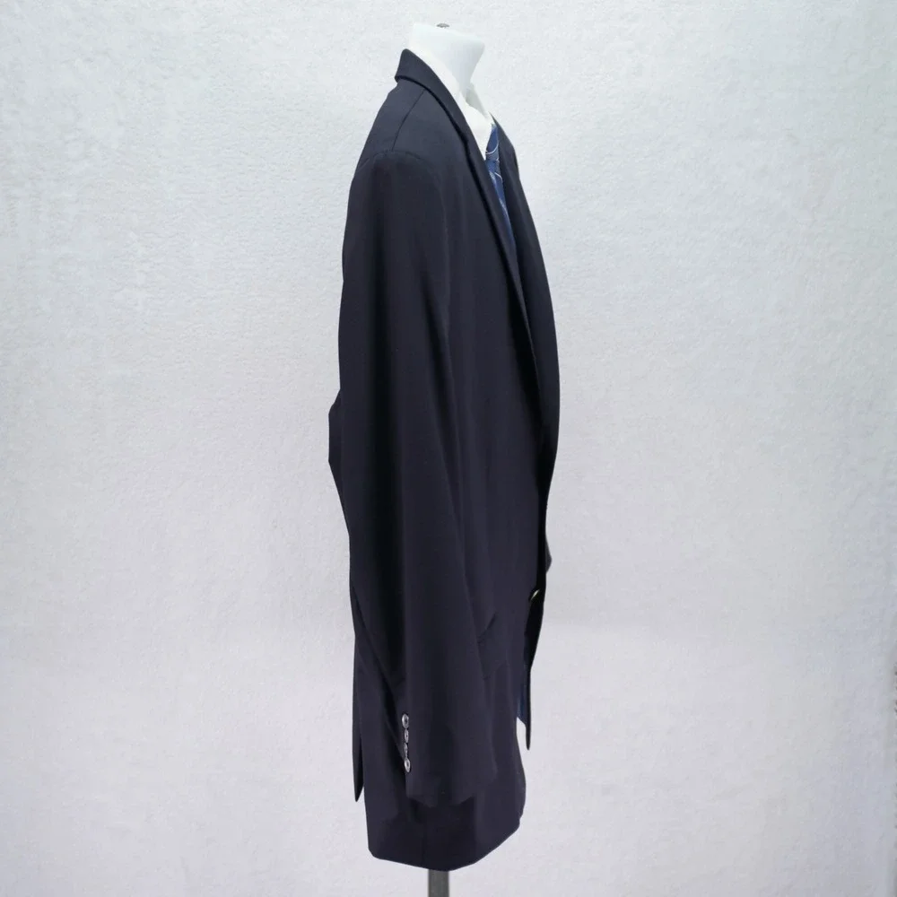Calvin Klein Wool Blue Silver Button‎ Blazer 46L 2 Button